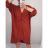 Šaty dlouhý rukáv dámské oversize (XL/4XL ONE SIZE) ITALSKÁ MÓDA IMM21102/DR cihlová