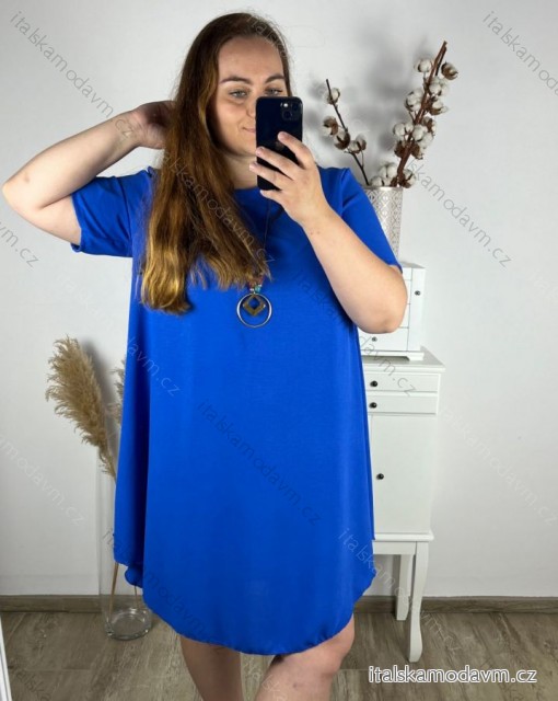 Šaty oversize krátký rukáv dámské bavlněné (XL/2XL/3XL ONE SIZE) Italská Móda IM324ETNA