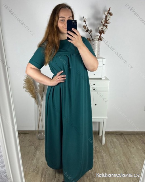 Šaty oversize maxi dlouhé krátký rukáv dámské bavlněné (XL/2XL/3XL ONE SIZE) Italská Móda IM324VOGUE