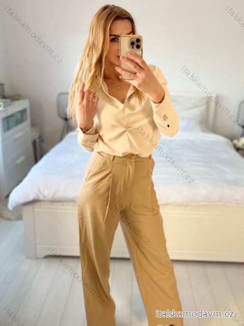 Halenka elegantní dlouhý rukáv dámská (S/M ONE SIZE) ITALSKÁ MÓDA IMPLI2435757/DU -   béžová -   S/M