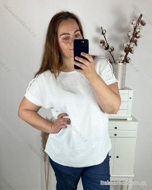 Tunika elegantní krátký rukáv dámská nadrozměr (2XL/3XL ONE SIZE) ITALSKÁ MODA IM424116/DUR