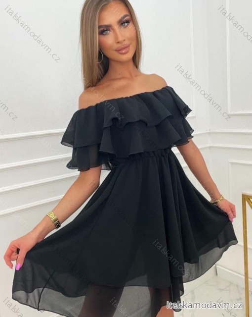 Šaty elegantní carmen šifon dámské (S/M/L ONE SIZE) ITALSKÁ MÓDA IMCN24018