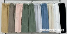 Kalhoty dlouhé letní lněné dámské (S/M/L ONE SIZE) ITALSKÁ MÓDA IMWCA24020