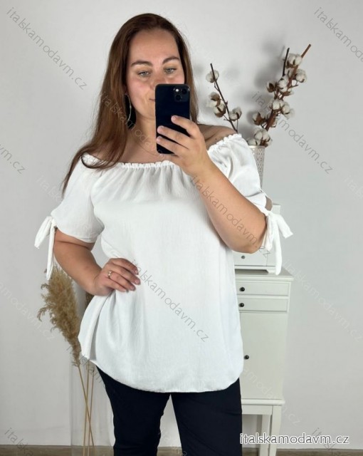 Tunika elegantní krátký rukáv dámská nadrozměr (2XL/3XL ONE SIZE) ITALSKÁ MODA IM424SIRENA/DR