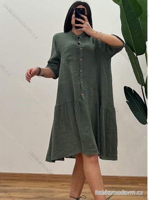 Šaty letní oversize krátký rukáv dámské (S/M/L ONE SIZE) ITALSKÁ MÓDA IMWCA24051