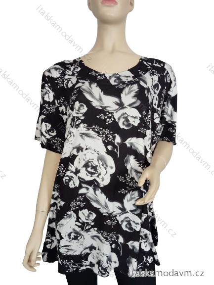 Tunika krátký rukáv dámská nadrozměr (XL-5XL) POLSKÁ MODA PME24KIRA/DU -   Černá -   5XL