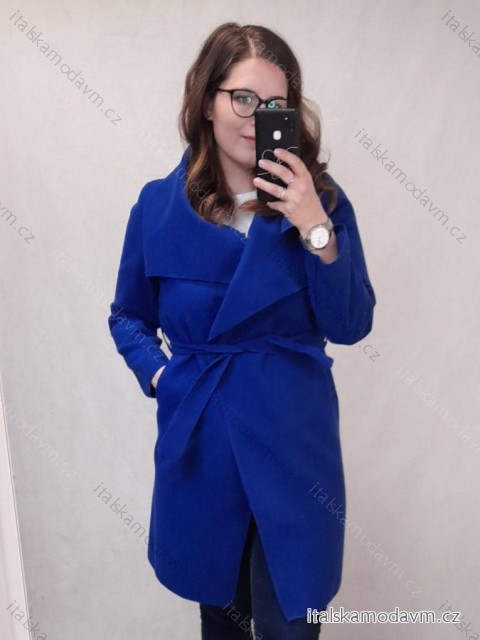 Kabát flaušový tenký dlouhý rukáv dámská (L/XL ONE SIZE) ITALSKÁ MÓDA IM422025/DR