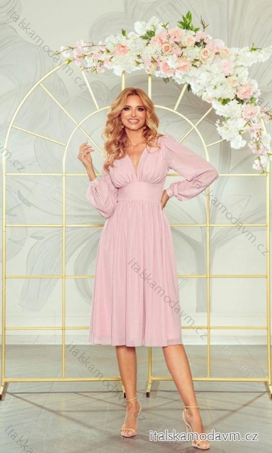 Šaty elegantní dlouhý rukáv dámské nadrozměr (34-46) POLSKÁ MÓDA PMLWD24ROSALIA-1