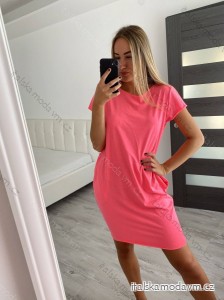 Šaty klasik neon krátký rukáv dámské (S/M ONE SIZE) ITALSKÁ MÓDA IMM24M148727