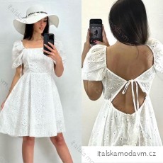 šaty boho krajkové madeira bavlněné krátký rukáv dámské (S/M ONE SIZE) ITALSKÁ MÓDA IMM24M56558