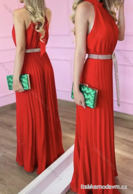 Overal dlouhý elegantní skládaný bez rukávu dámské (S/M ONE SIZE) ITALSKÁ MÓDA IMPGM2323232