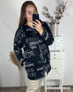 Mikina na zips s kapucňou dlhý rukáv dámske nadrozmer (58/60 ONE SIZE) TALIANSKA MÓDA IMBM24WRITE