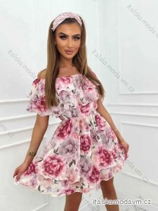 Šaty carmen přes ramena letní  dámské (S/M ONE SIZE) ITALSKÁ MÓDA IMM24M5076