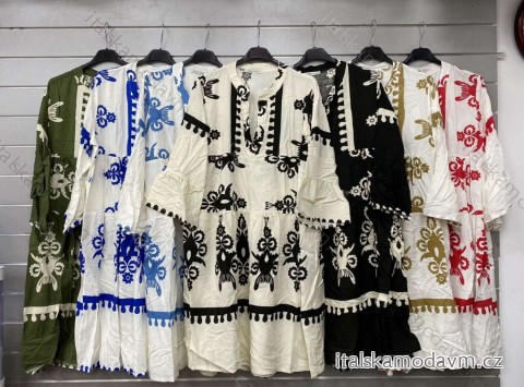 Šaty boho 3/4 dlouhý rukáv  dámské (S/M/L ONE SIZE) ITALSKÁ MÓDA IMWGS24061