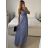 Šaty dlouhé společenské na ramínka dámské (S/M ONE SIZE) ITALSKÁ MÓDA IMPSH2380156/DUR béžová S/M