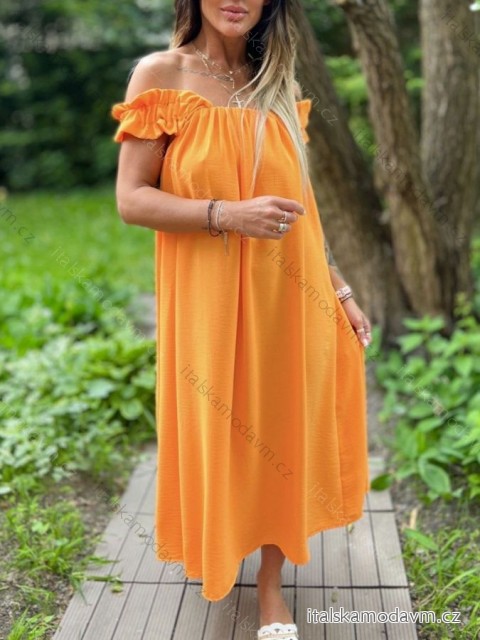 Šaty dlouhé letní oversize na ramínka dámské (S/M/L ONE SIZE) ITALSKÁ MÓDA IMWCN24062