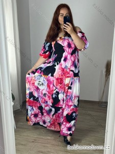 Šaty dlouhé letní carmen dlouhý rukáv dámské nadrozměr (48/50 ONE SIZE) ITALSKÁ MÓDA IMWEC24089/DUR