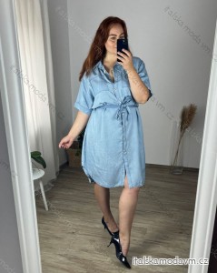 Košilové šaty krátký rukáv dámská  (52/54 ONE SIZE) ITALSKá MODA IMSM24DENIM