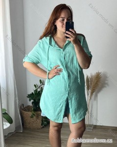 Košile oversize 3/4 krátký mušelín rukáv dámská  (50/52) ITALSKá MODA IMSM24025