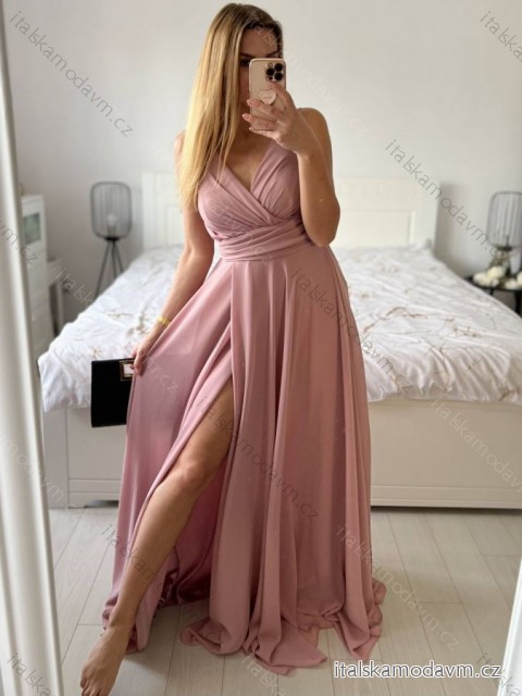 Šaty dlouhé elegantní společenské bez rukávu dámské (S/M ONE SIZE) ITALSKÁ MÓDA IMPBB2480872bl