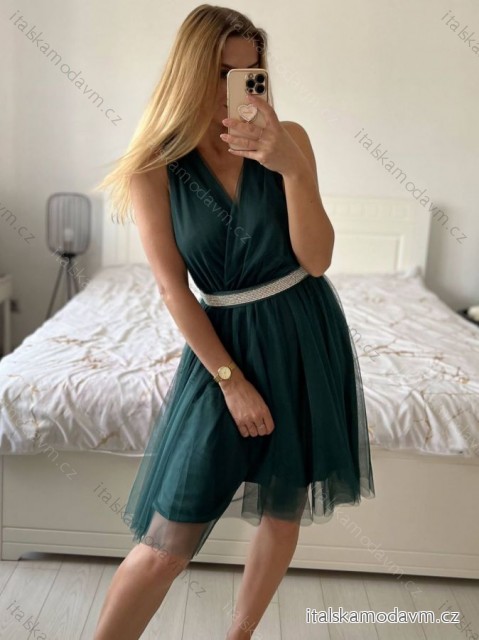 Šaty společenské bez rukávu dámské (S/M ONE SIZE) ITALSKÁ MÓDA IMHMS23106/DU
