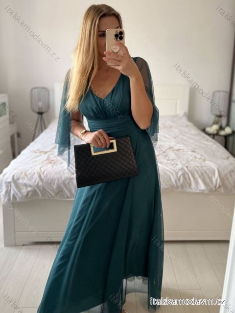 Šaty dlouhé společenské dlouhý rukáv dámské (S/M ONE SIZE) ITALSKÁ MÓDA IMPSH2420008
