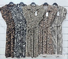 Šaty dlouhé letní košilové krátký rukáv dámské leopard (S/M/L ONE SIZE) ITALSKÁ MÓDA IMWCP24268