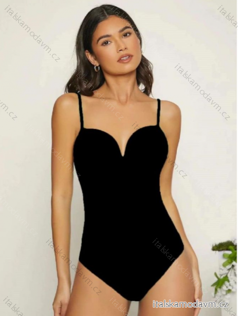 Body elegantní na ramínka dámské (S/M ONE SIZE) ITALSKÁ MÓDA IMM24M0011/DU -   Černá -   S/M