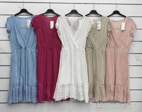 Šaty letní boho krajkové krátký rukáv dámské (S/M/L ONE SIZE) ITALSKÁ MÓDA IMWKK24078