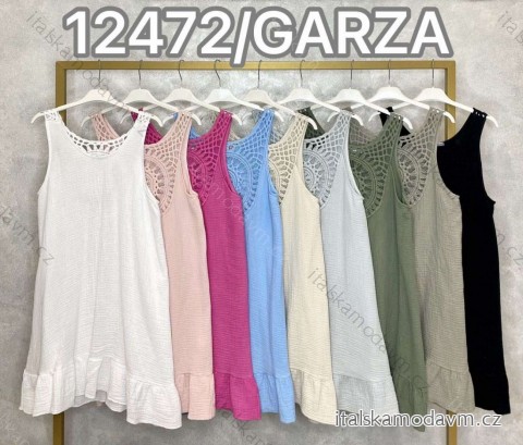 Šaty letní mušelín bez rukávu dámské (S/M/L ONE SIZE) ITALSKÁ MÓDA IMWKK2412472