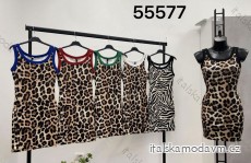 Šaty letní mini na ramínka dámské leopard (S/M ONE SIZE) ITALSKÁ MÓDA IMM24M55577A