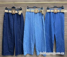 Kalhoty letní dlouhé riflová s páskem dámské (S/M/L ONE SIZE) ITALSKÁ MÓDA IMWAH24662