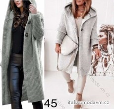 Cardigan pletený s kapucí dlouhý rukáv dámský (S/M/L ONE SIZE) ITALSKÁ MÓDA IMWD24671