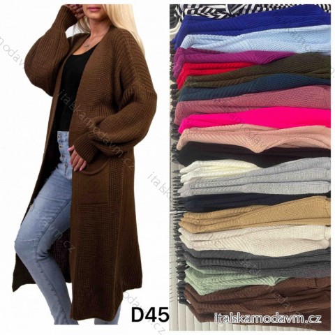 Cardigan pletený dlouhý rukáv dámský (S/M/L ONE SIZE) ITALSKÁ MÓDA IMWD24672