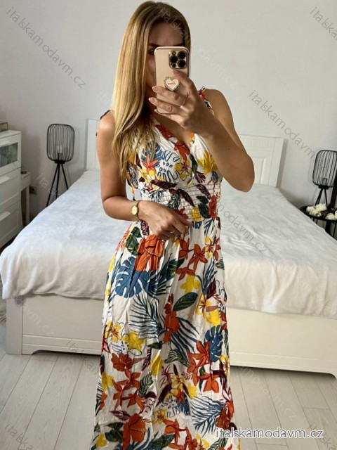 Šaty dlouhé letní bez rukávu dámské (M/L, XL/XXL) AINUOSI  ITALSKÁ MODA IMB24A356-2/DUR XL/2XL biela