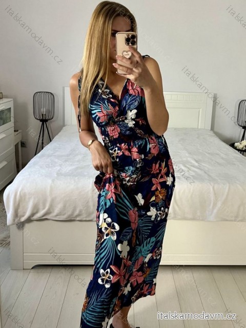 Šaty dlouhé letní bez rukávu dámské (M/L, XL/XXL) AINUOSI  ITALSKÁ MODA IMB24A356-3/DUR XL/2XL Modrá