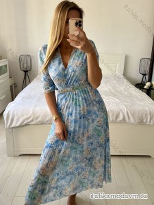 Šaty elegantní šifonové dlouhý rukáv dámské (S/M.ONE SIZE) ITALSKÁ MÓDA IMM24M2372-3/DU