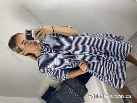 Šaty košilové oversize krátký rukáv dámské nadrozměr (XL/2XL ONE SIZE) ITALSKá MODA IM723010/DUR