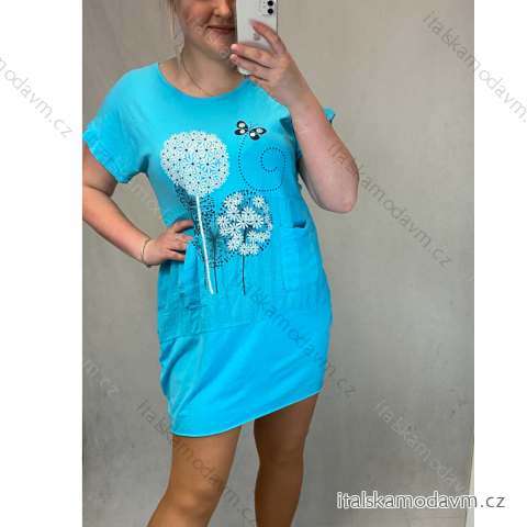 Šaty letní krátký rukáv dámské (2XL/3XL ONE SIZE) ITALSKÁ MÓDA IMN21009/DR