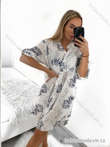 Šaty košilové 3/4 dlouhý rukáv dámské (XL/2XL ONE SIZE) ITALSKá MóDA IM423CENE