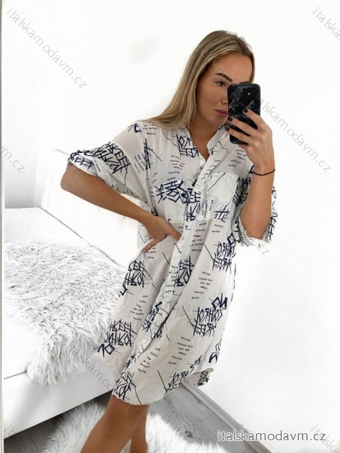 Šaty košeľové 3/4 dlhý rukáv dámske (XL/2XL ONE SIZE) TALIANSKA MóDA IM423CENE