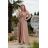 Šaty dlouhé elegantní letní krátký rukáv dámské nadrozměr (36-46 ONE SIZE) POLSKÁ MÓDA PMLEL24ROSA3 světle hnědá 40