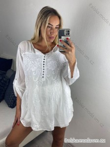 Tunika halenka krátký rukáv dámská (M/L/XLONE SIZE) ITALSKÁ MÓDA IMB23FREE