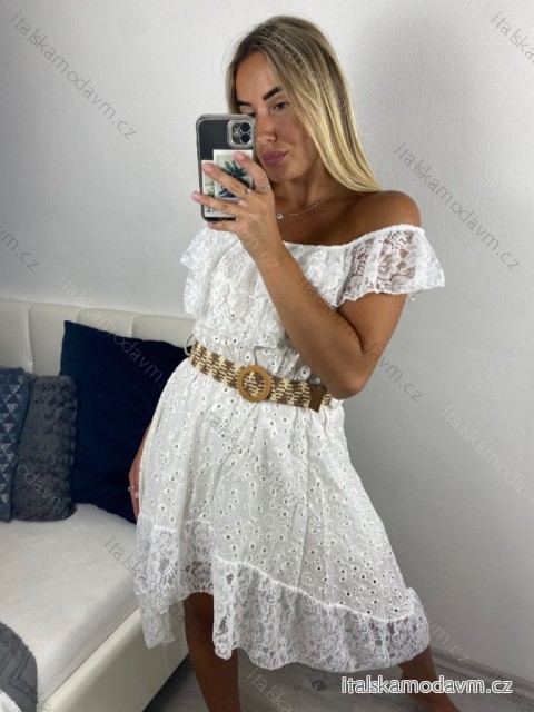 šaty boho krajkové madeira bavlněné carmen rukáv dámské (S/M ONE SIZE) ITALSKÁ MÓDA IMHMS24300