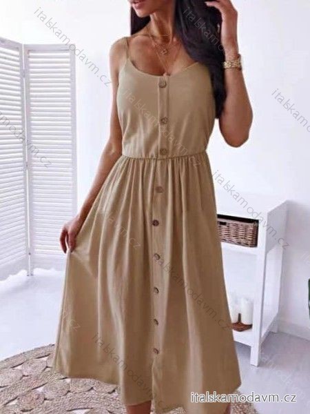 Šaty dlouhé letní na ramínka dámské (S/M ONE SIZE) ITALSKÁ MÓDA IMD24194/DUR hnědá S/M