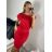 Šaty letní krátký rukáv dámské (S/M ONE SIZE) ITALSKÁ MÓDA  IMM23M6429B/DU -   červená -   S/M