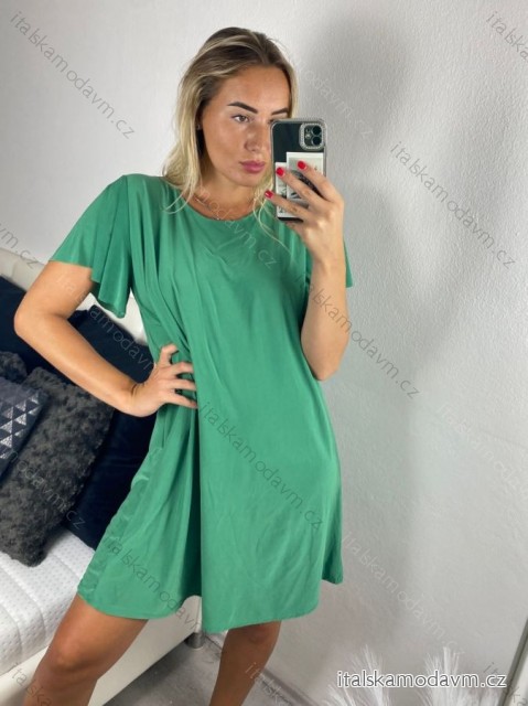 Šaty oversize letní krátký rukáv icecool dámské (S/M/L ONE SIZE) ITALSKÁ MÓDA IMM24M6742D/DUR -   zelená -   M/L