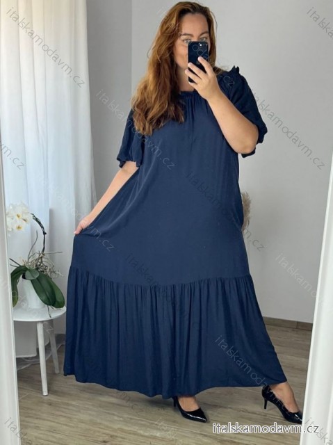 Šaty letní carmen dámské nadrozměr (54/56/58 ONE SIZE) ITALSKÁ MÓDA IMWEC24CARMEN/DR -   tmavě modrá -   56/58