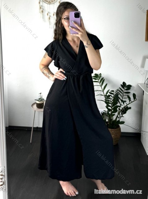 Šaty dlouhé letní krátký rukáv dámské (S/M/L/XL ONE SIZE) ITALSKÁ MODA IMD24042/DR černá
