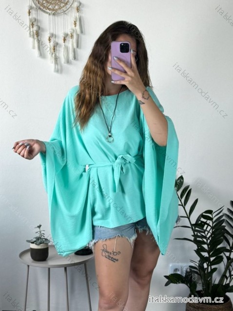 Halenka motýlková dámská oversize (S/MONE SIZE) ITALSKÁ MÓDA IM424086/DR modrá mintova S/M